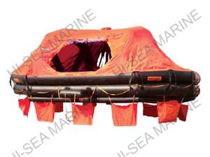Davit-launched self-righting liferaft