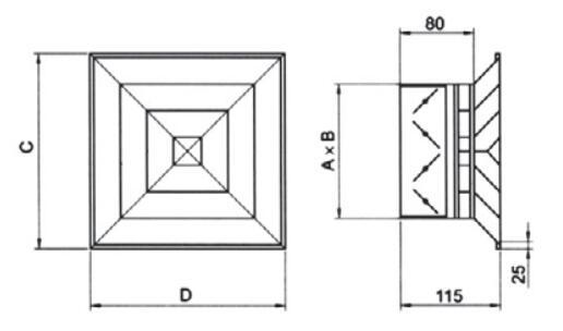 Adjustable square air diffuser FS(K) 