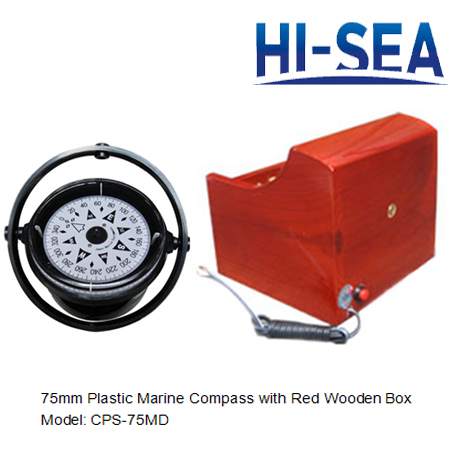 75mm Plastic Marine Compass with Red Wooden Box