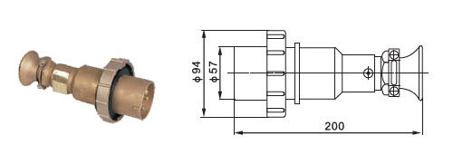 Marine Brass High-current Water-tight Plug , Socket and Socket with Chain Switch