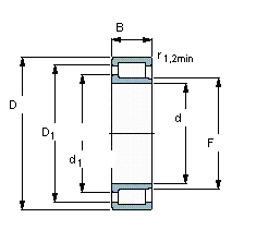 Large Single row full complement cylindrical roller bearings,NJG