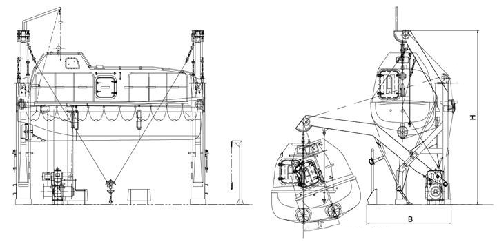 Gravity Luffing Arm Type Davit