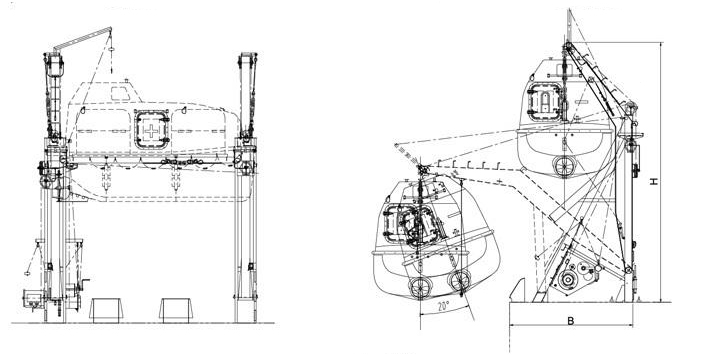 Gravity Luffing Arm Type Davit