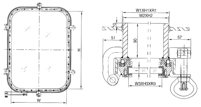 Marine A0 Fireproof Rectangular Window 