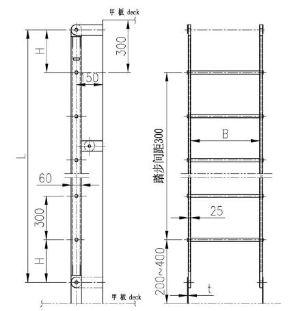 Marine Aluminum Pipe Vertical Ladder