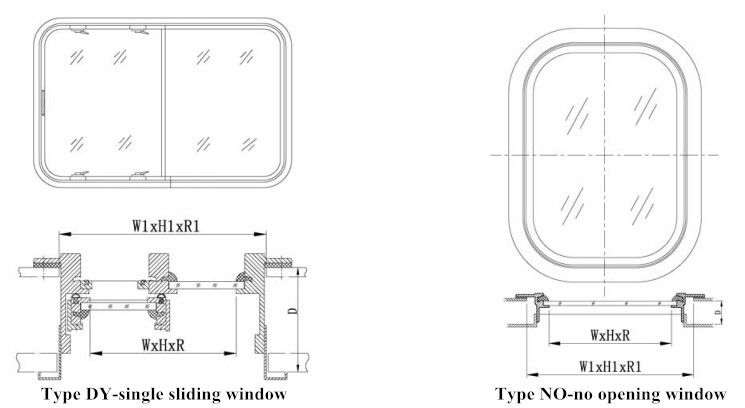 Ship Aluminum Fixed Rectangular Window 