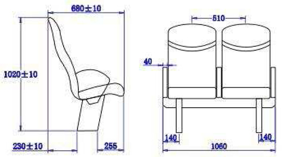Marine Passenger Seats with Aluminum Alloy Armrest