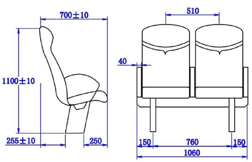 Marine Passenger Seats with Adjustable Backrest