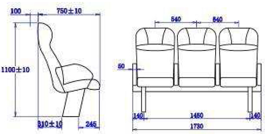 Marine Passenger Seats with Lifejacket Bag