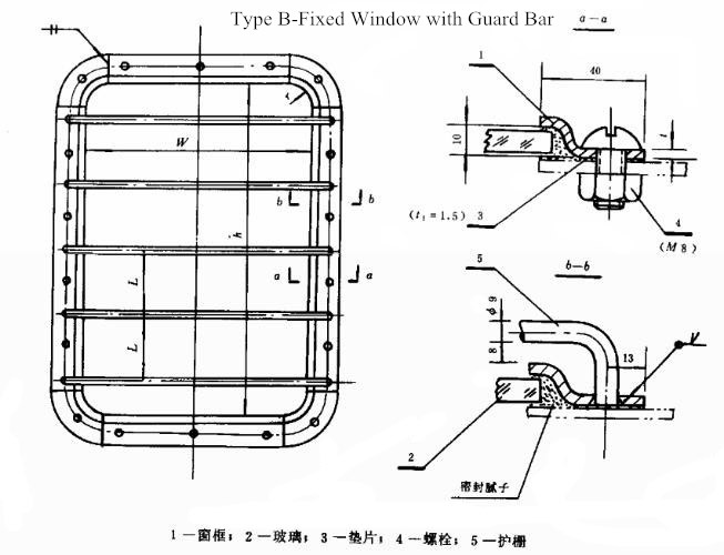 Marine Steel Fixed Rectangular Window