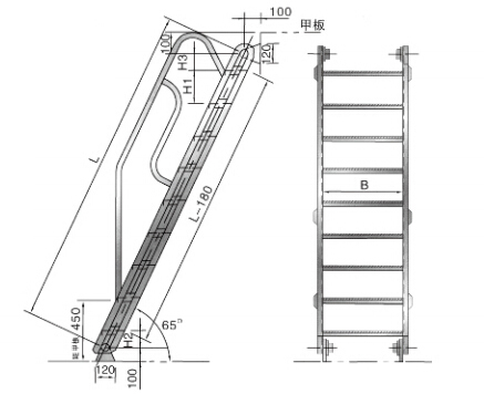 Vessel Stainless Steel Inclined Ladder 