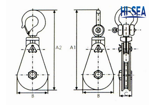 Heavy Type Snatch Block with Hook