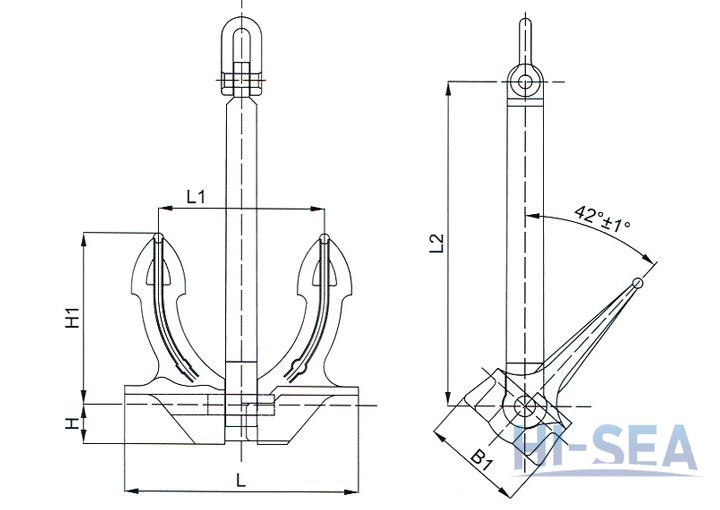180kgs to 46000kgs JIS Stockless Anchor