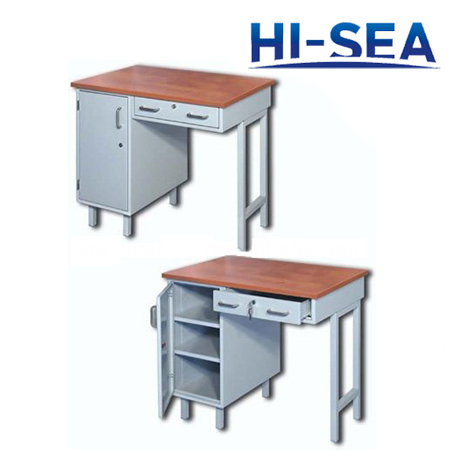 Aluminum Marine Writing Desk with One Pedestal and Drawer 