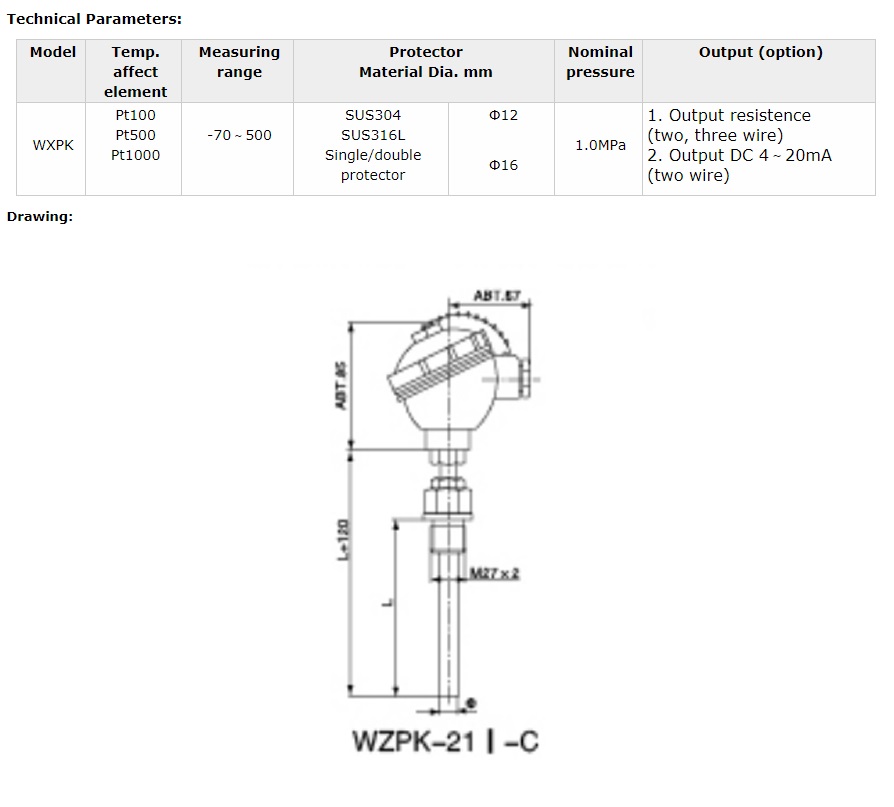 WZPK series Temperature Transmitter