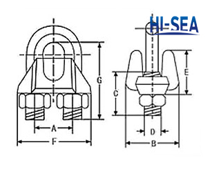 U.S.Type Galv Malleable Wire Rope Clipe