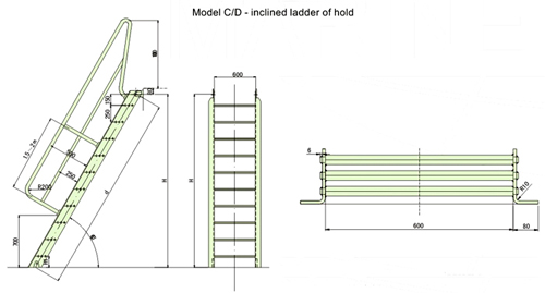 Marine Cargo Hold Inclined Ladder 