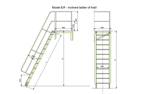 Marine Cargo Hold Inclined Ladder 