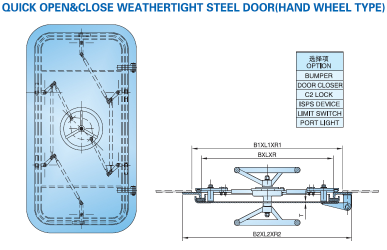 Marine Quick Open and Close Weathertight Steel Door 