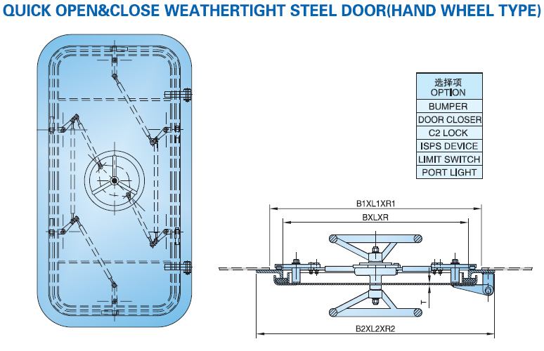 Marine Quick Open and Close Weathertight Steel Door 