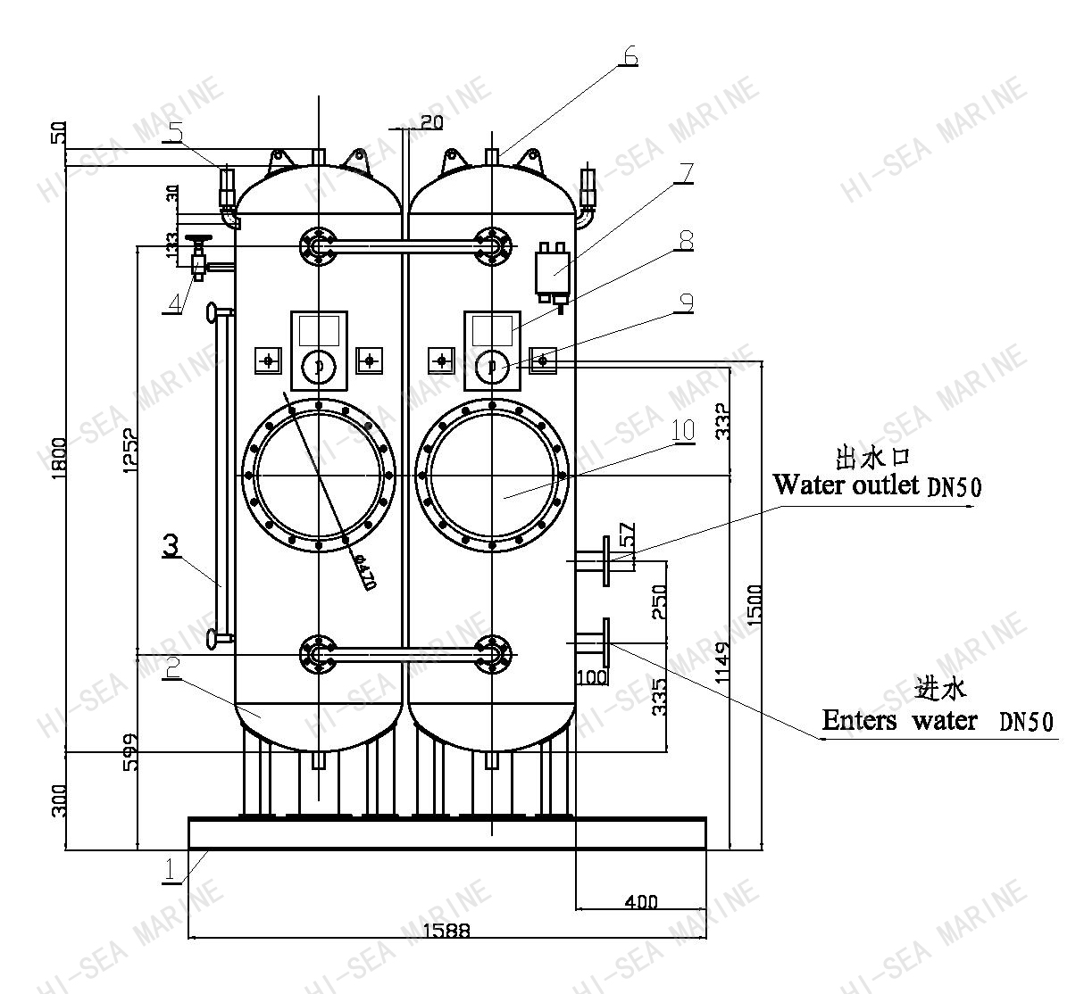 Customized Stainless Steel Sea-water Hydrophore