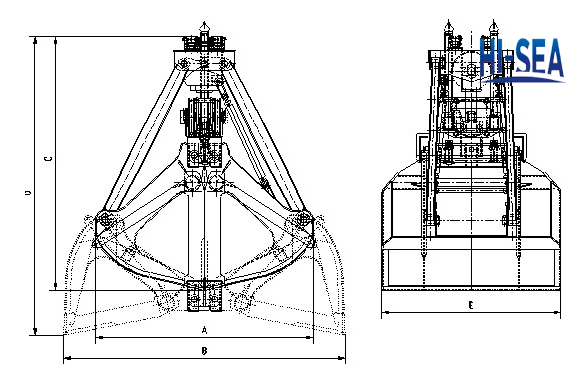 Marine Single Rope Dual Scoop Grab