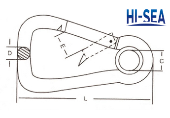 Oblique Angle Snap Hook With Eye