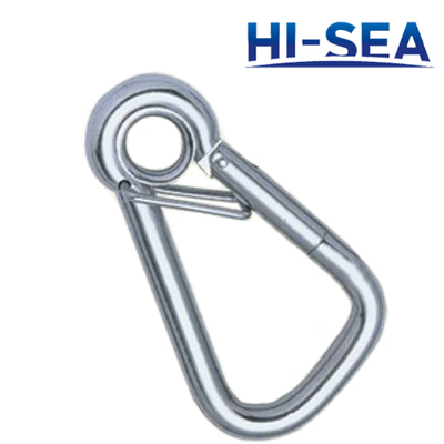 oblique angle snap hook with eyelet and spring lock